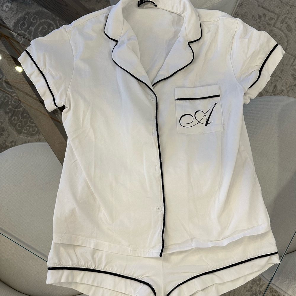 Bride PJs with “A” Monogram
